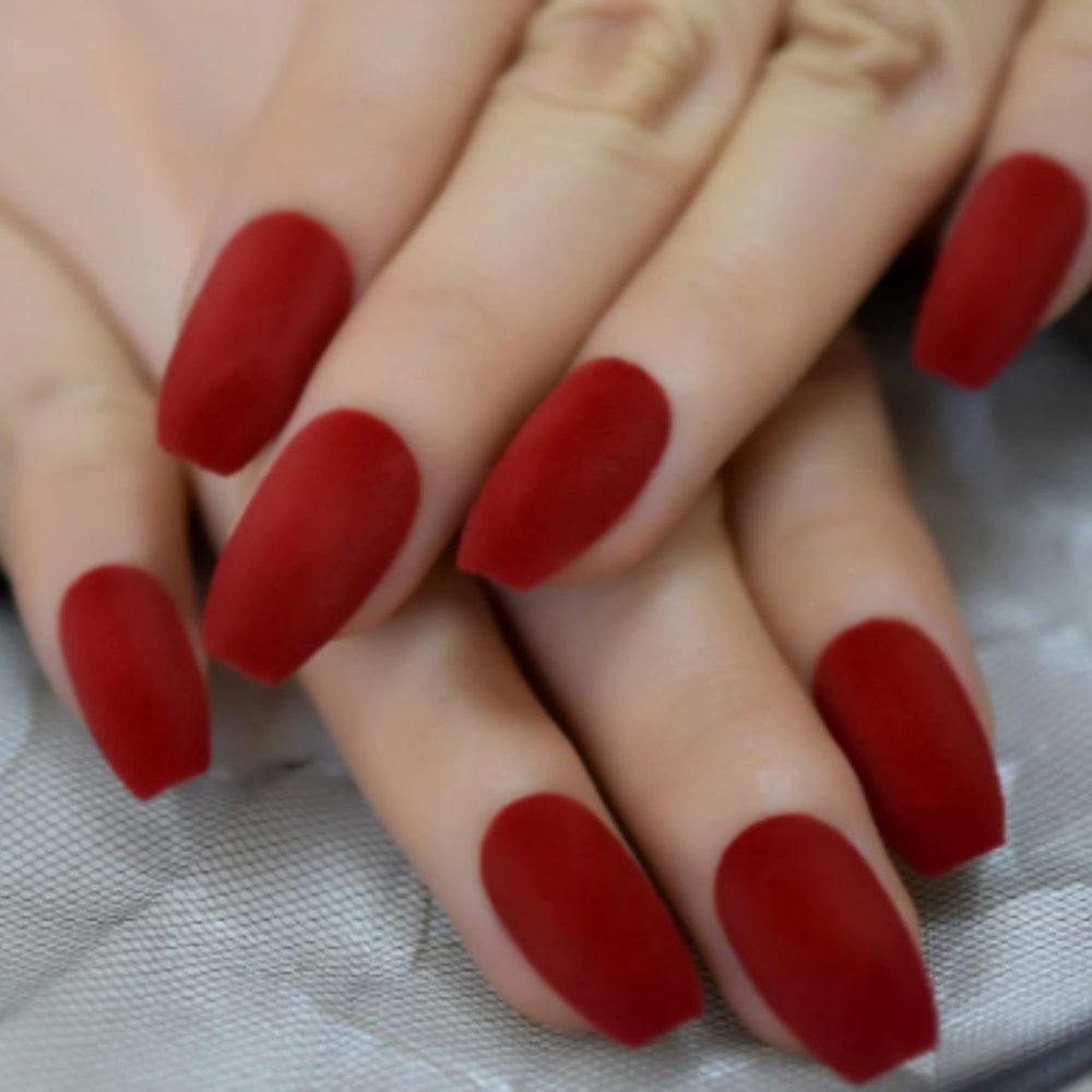 24 Red Velvet  Nails short medium Coffin Press ons